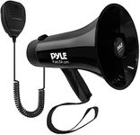 Pyle 35-Watt Square Megaphone Bullhorn, Lightweight and Portable Loudspeaker Horn with Aux (3.5mm) Input for MP3/Music, Automatic Siren, MIC/Talk (Black), 1000 Square Yards Projection Range