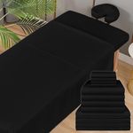 XOLLOZ Massage Sheets 4 Set Bundle - 120GSM Double Brushed Premium Microfiber Massage Sheets Sets - Fits All Standard Massage Tables - Stain, Oil & Wrinkle-Resistant - Cost Effective (Black)