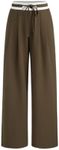 CIDER Women's High Waisted Wide Leg Pants Drawstring Business Casual Dress Pants Trendy: Coffee, S