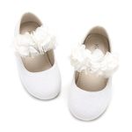 Kiderence Little Toddler Girls Dress Shoes Ballerina Ballet Flats Kids White Mary Janes Size 12