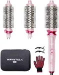 Wavytalk Pro Thermal Brush Set, Negative Ion Thermal Round Brush, Dual Voltage Heated Round Brush Styler with 3 Sizes Detachable Brush for Short and Long Hair One-Step Shiny Blowout Look, Pink