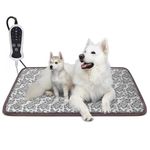 GOLOPET Pet Heating Pad,21x34 IN Dog Heat Mat Waterproof with Adjustable Thermostat Controller (1-24 Hours) and Chew Resistant Steel Cord