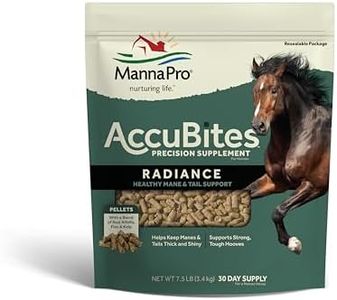 Manna Pro AccuBites Radiance Equine Supplement – Skin & Coat, Essential Vitamins & Hoof Health for Horses – Packed with Omega 3, 6, & Biotin – Main & Tail Maintenance – Alfalfa Flavored – 7.5 lbs