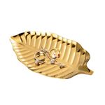 IMEEA Jewelry Dish Gold Leaf Tray Small Trinket Tray Ring Dish Decorative Vanity Tray Stainless Steel