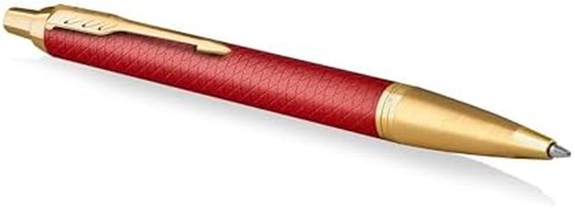 PARKER IM PREMIUM Ball Point Pen, Red with Gold Trim, Blue Ink, Gift Box Included