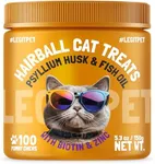 Hairball Treatment for Cats Natural Remedy with Apple Pomace, Psyllium Husk Omega 3 6 Fatty Acids Zinc Biotin Cat Supplement for Indoor Cats Promotes Healthy Digestion Furball Control 100 Yummy Chews