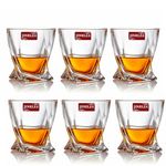 Jinelza Twist Design Whiskey Glass Italian Premium Twist Whiskey Glasses Mountain Crystal Wedge Glass Old Fashioned Bar Whiskey Glass Tasting Tumblers 300 ML Set of 6