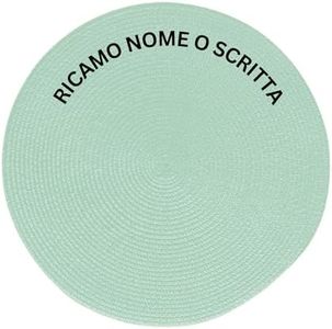 MAYRA Tovaglietta Personalizzata con Nome o una Scritta Ricamato Tovagliette per Colazione tipo Tovagliette Americane Paglia Rotonde 35cm diametro - Idee regalo per la Casa (Menta)