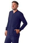 Adar Addition Scrubs for Men - Zippered Bomber Scrub Jacket - A6206 - Navy - L