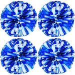 4 Pack Cheerleading Pom Poms Sports Dance Cheer Plastic Pom Pom for Sports Team Spirit Cheering (Blue White1)