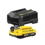 STANLEY Fatmax SFMCB121D1 QW Charger Pack V20 Li-ion 18V 2A and Adapter V20 Lithium Ion for Stanley Fatmax 18V Tools and 1 V20 Li-ion Battery 18V 2AH