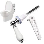 Ceramic Toilet Flush Handle, Toilet Handles Flush Lever Traditional Victorian Style Toilet Handle Replacement Kit Chrome Plated Metal Handle for Toilet WC Cistern Flush Lever (White)