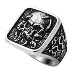 WESTMIAJW Mens Skull Ring Stainless Steel Gothic Punk Goth Octopus Skull Rings Jewellery for Men Size V1/2