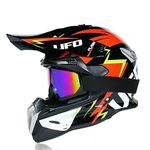 Woljay Full Face Motorcycle UFO Helmet Motocross Off Road Street Dirt Bike MX MTV - DOT (Black,X-Large)