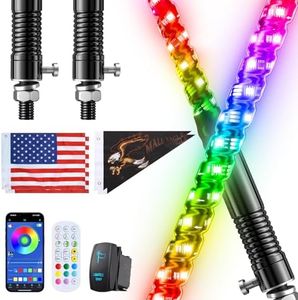 Ehaho 2 PCS 6FT Whip Lights with Spring Base, APP & Remote Control Led Whip Lights for Side by Side, Spiral RGB Chasing Lighted Whips with Rocker Switch, Music Led Whips for UTV ATV RZR SXS Can-Am