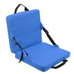 Portable Stadium Seat Cushion, Outdoor Folding Padded Floor Chair with Back Support, Storage Pocket & Adjustable Strap, Lightweight Stadium Bleacher Seat for Sporting Events, Camping, Beach(Blue)