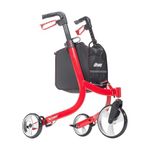 Drive Medical Nitro 3 Wheel Rollator Walker, Ultra Lightweight Rollator Walker With Wheels, Folding Rollator for Seniors and Adults, Red