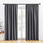 PONY DANCE Window Blackout Curtains - Light Blocking Home Decor Rod Pocket Wide Curtain Panels & Drapes for Living Room, 70 x 84 Inches, Gray, 2 Pieces