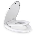 Trintion Family Toilet Seat 2-in-1 Soft Close Toilet Seat with Child Seat Built-in Detachable Magnetic Family Toilet Lid with 360 Degree Adjustable Hinges for Toddlers Adults (O-Shape White)