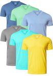 FULL TIME SPORTS® 6 Pack Short Sleeve V-Neck T Shirts for Men Casual V-Neck Tops, Summer-2, XXL