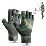 UV Protection Anti Slip Fingerless Fishing Gloves for Men Women, UPF 50+ Lightweight Fishing Gloves for Hiking, Cycling, Boating (X-Large)