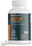 Bronson Basics Biotin 10,000 MCG Supports Healthy Hair, Skin & Nails Energy Production - High Potency Beauty Support Non-GMO, 360 Vegetarian Tablets