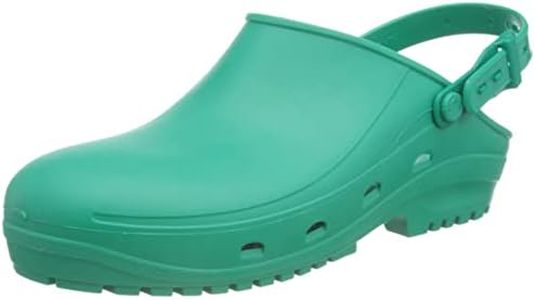 REPOSA MAX Clogs, Sanitary Clogs, Antistatic Natural Polymer, hi-tech thermoplastic Compound SEBS, Latex, Comfortable, Light, Closed Upper, Side Holes, Anatomic SRC Sole Green