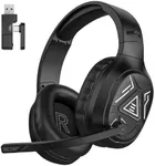 EKSA 2.4GHz Wireless Gaming Headset with Noise Canceling Microphone for PS5, PC, PS4 Bluetooth Gaming Headphones with USB & Type-C Connector, 52Hrs Battery PC Headset for Switch, Laptop, Mobile, Mac