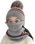 3 in 1 Winter Knitted Beanie Hat Sc