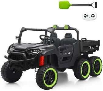 24V 2 Seater Dump Truck, 24V Ride on Cars with Electric Dump Bed,4WD,6×6 Wheels,Remote Control,Music Player and Shovel(Black, Upgrade)