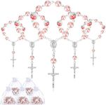 50 Pieces Baptism Favors for Girls Include 25 Pcs Pink Baptism Rosary Baby Rosary Mini Rosary and 25 Pcs Organza Bags Baptismal Gifts Baby Christening Gifts for First Communion Decorations Party