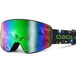 Odoland OTG Ski Goggles for Kid and Youth, UV Protection and Anti-Fog Len for Children, Double Grey Spherical Lens Snowboard Goggles Perfect for Boys and Girls for Sunny and Cloudy BG