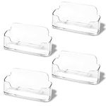 DMFLY Business Card Holder for Desk - Acrylic Business Card Holder Display Plastic Business Card Stand Desktop Business Card Holders for Exhibition, Home & Office, Fits 30-50 Business Cards (4Pack)