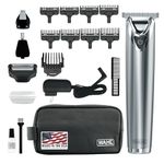 Wahl Clipper Stainless Steel Lithium Ion Plus Beard Trimmer Kit Brushed No.9864SS Cordless Rechargeable Men's Grooming Kit for Haircuts and Beard Trimming (color may vary)