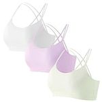 Happy Cherry Girls Training Bras Teens Student Sports Bra Cross Back Sports Bra Padded Strappy Solid Colors Yoga Bra