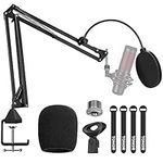 Microphone Arm Stand, TONOR Adjustable Suspension Boom Scissor Mic Stand with Pop Filter, 3/8" to 5/8" Adapter, Mic Clip, Upgraded Heavy Duty Clamp Compatible With Blue Yeti Nano Snowball Ice(T20)