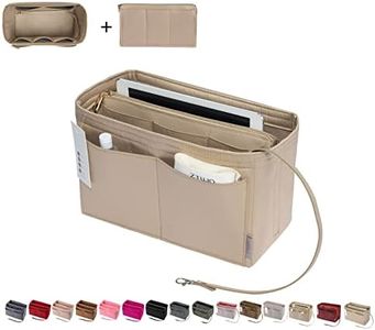 ZTUJO Purse Organizer Insert, Felt Bag Organizer with Metal Zipper, Handbag & Tote Shaper, For Speedy Neverfull Tote, 7 Sizes(X-Large, Silky Beige)