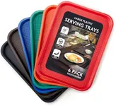 Stock Your Home Large Plastic Serving Trays for Fast Food (Set of 6) 16” x 12” Multicolor Cafeteria Tray for Lunch, Restaurant, Café, Craft Service Carts