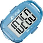 (Blue with Clip) - 3DFitBud Simple Step Counter Walking 3D Pedometer with Lanyard, A420S