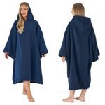 Brentfords Towel Poncho Adult Hooded Large Bath Swim Surf Beach Absorbent Dry Microfiber Changing Robe for Men Boys Quick Dry, Navy Blue