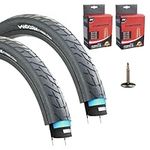 Vandorm Set of Puncture Resistant Bicycle Tyres 26 x 1.95" (53-559) Wind Slick 26 Inch V-Guard MTB Mountain Bike Tires with Presta Valve Inner Tubes (Pack of 2)