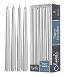 Hyoola 12 Pack Tall Metallic Taper Candles - 12 Inch Silver Metallic, Dripless, Unscented Dinner Candle - Paraffin Wax with Cotton Wicks