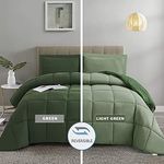 HIG 3pc Down Alternative Comforter Set - All Season Reversible Comforter with Two Shams - Quilted Duvet Insert with Corner Tabs - Box Stitched - Hypoallergenic, Soft, Fluffy (Green, Twin/Twin XL)