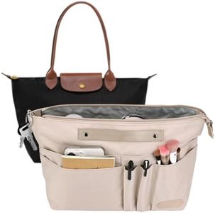 GADITIEK Organizer Borsa Donna per Borse Tote Donna, Organizzatore Borse Poliestere con Scomparti Multipli e Zip per Longchamp Borse Le Pliage m, e Altro... (Beige, M)
