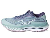 Mizuno Women's Wave Rider 27 Running Shoe, Blue Surf-snow White, 8