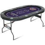 RAYKEEP 71 Inch Poker Table Foldable, 8 Player Folding Poker Tables w/Collapsible Legs, Casino Grade Felt, Padded Rails and Cup Holders, Portable Poker Table for Texas Holdem Poker and Blackjack