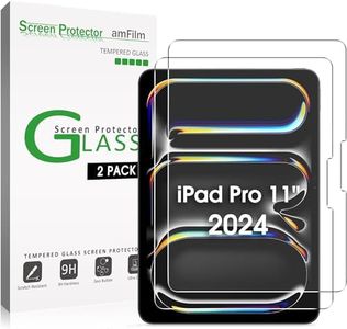 amFilm [2 Pack] Tempered Glass Screen Protector for iPad Pro 11-inch M4 (2024 Version) with Easy Installation Kit, Transparent Ultra HD, Anti-Scratch, Anti-Fingerprint