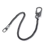 Ahiller Biker Wallet Chain, Heavy Duty Pocket Chain with Lockable Carabiner, Men Chains for Keys, Jeans, Purse and Handbag (P-Black, 1)