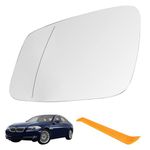 HTTYHT Wing Mirror Glass Heated Left Side for BMW F01 F07 F10 F11 F20 F21 F22 F30 F31 F32 F34 F36 i3 Wing Mirror White Glass Replacement with Car Plastic Crowbar Defogging Wing Mirror(Left)