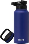 MIRA Stainless Steel Insulated Sports Water Bottle | Metal Thermos Flask Keeps Cold for 24 Hours, Hot for 12 Hours | BPA-Free Spout Lid Cap 32 oz (960 ml, 1 qt) Blue